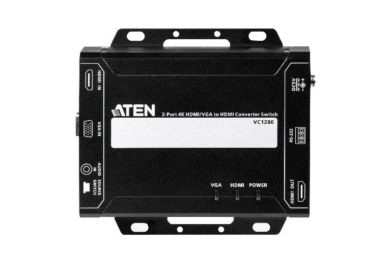 Aten Professional Converter Switch 2 Port 4K HDMI/VGA to HDMI Converter Switch, supports control via RS232 terminal or auto to new source Aten Professional Converter Switch 2 Port 4K HDMI/VGA to HDMI Converter Switch, supports control via RS232 terminal or auto to new source
